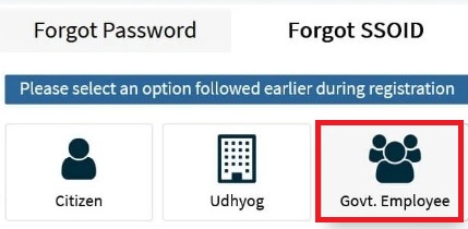 Govt. Employee - SSO ID Recover